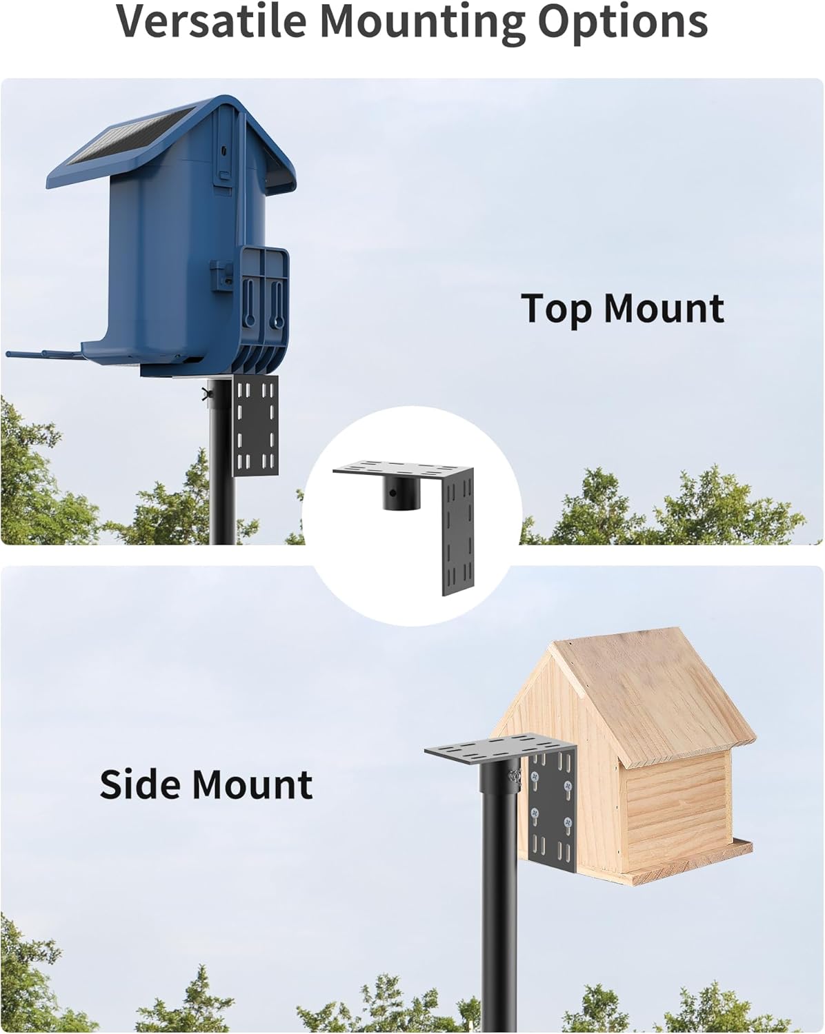 Bird Feeder Pole with Squirrel Baffle - 90 Inch Bird House Pole for Outdoors Heavy Duty, Squirrel Proof Baffle with Stainless Steel Spring for Better Defense, Slip-Fit Connection