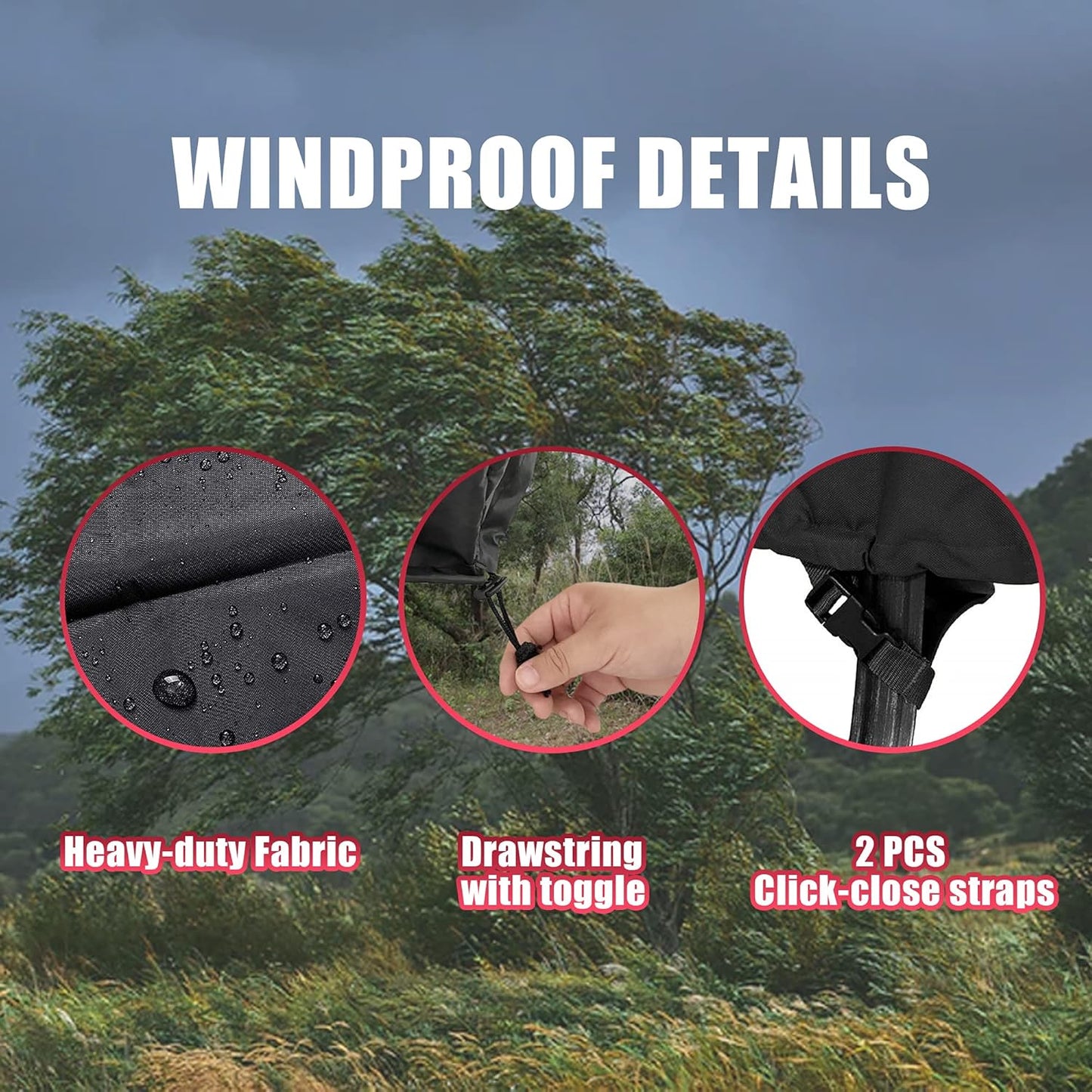 WLEAFJ Fire Pit Cover - Round, 22-34 Inch, Heavy Duty Oxford Fabric, Waterproof