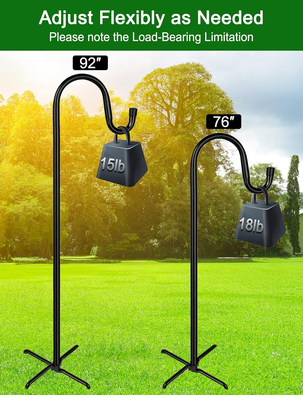 Ottsuls Shepherd-Hooks Adjustable for Bird-Feeder Lantern Plant-Hook Garden-Stake - Plant Stand Hanger for Outdoor Flower Basket, Bird Feeder Hanger Weddings Decor