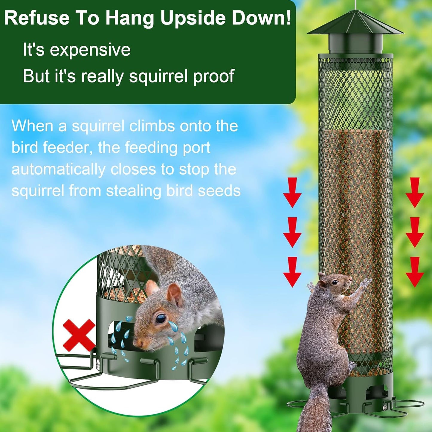 Lager Bird Feeder,Metal Squirrel Proof Bird Feeders for Outdoors Hanging 6.5LB Capacity,Easily Beat Squirrels,Attracting Finch,Cardinal,Chickadee