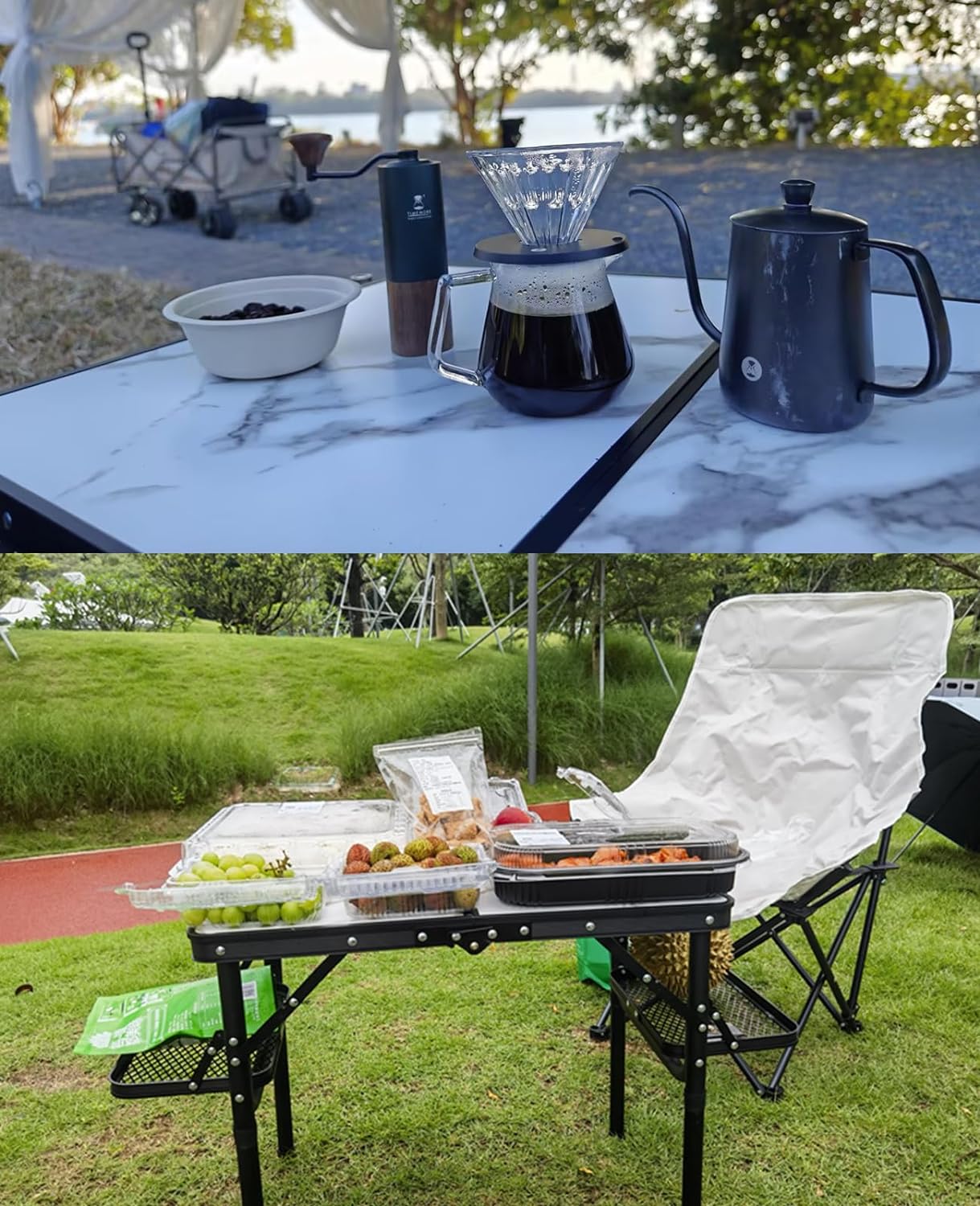 Titanker Folding Camping Table Small 2ft, Small Camp Table Portable with 50% Extra Space, Folding Picnic Table, Portable Beach Tables, Car Camping Essentials, Aluminum Light Solid