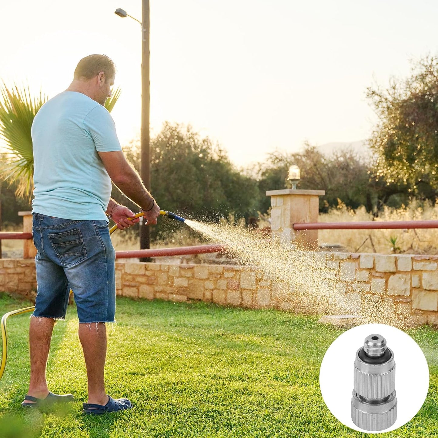 5pcs Brass Misting Nozzles, 0.15mm Orifice Mister Heads Replacements High Pressure Spray Nozzle Tips for Greenhouse, Landscaping, Outdoor Cooling System, 3/16" Threaded