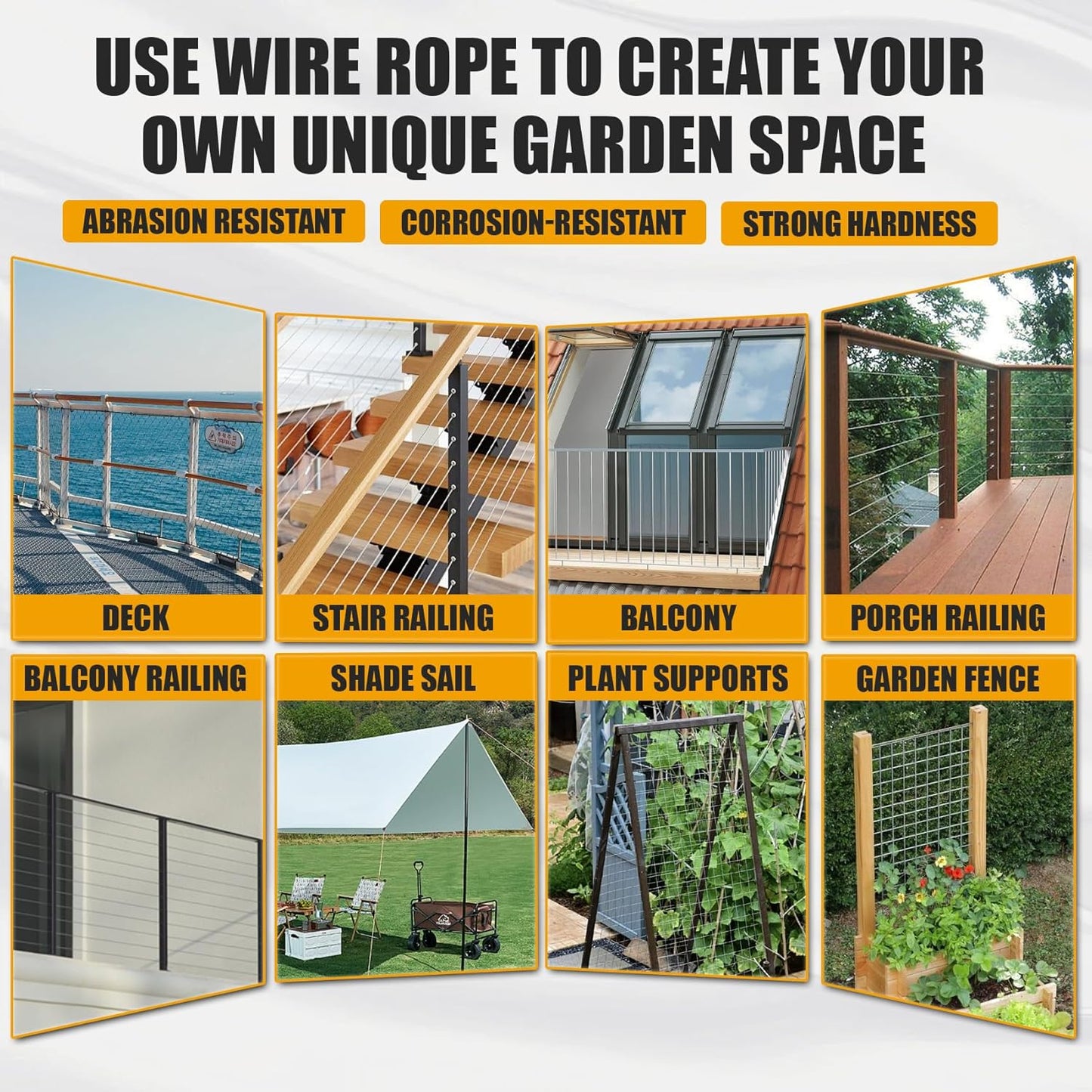 1/8" Stainless Steel Cable, 1500FT Wire Rope with Cutter 7x7 Strand, Aircraft Cable 1800 lb Breaking Strength, Cable for Deck Railing, Fence, DIY Balustrade