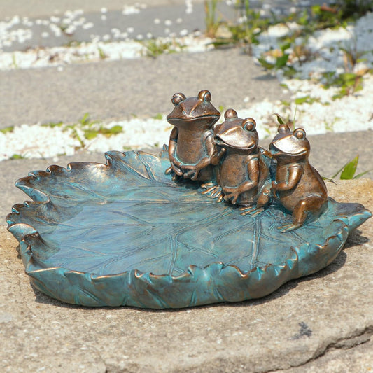 MUMTOP Bird Baths for Outdoors, Antique Outdoor Garden Bird Bath Resin Birdbath Bowl with Vintage Frogs Ornament for Outside Yard Table Decor
