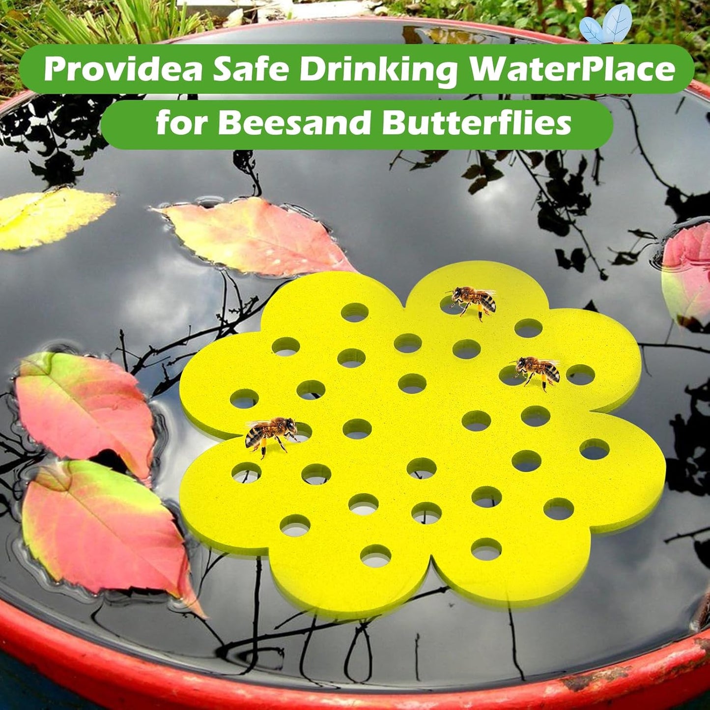 12 Pack High Waterproof Durable - 6.3-Inch Bee Watering Station Floating Bee Islands for Bee/Butterfly Feeding & Bathing – Outdoor Garden Decoration (Multiple Colors)