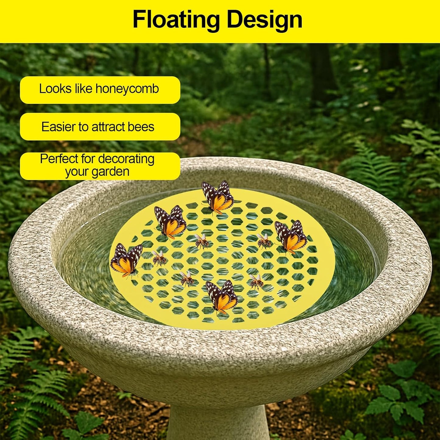 2 Pack Floating Bee Island,Round Floating Bee Watering Station- Butterfly Bee Waterer for Feeding, Bee Bath,Butterfly Feeders for Outdoors