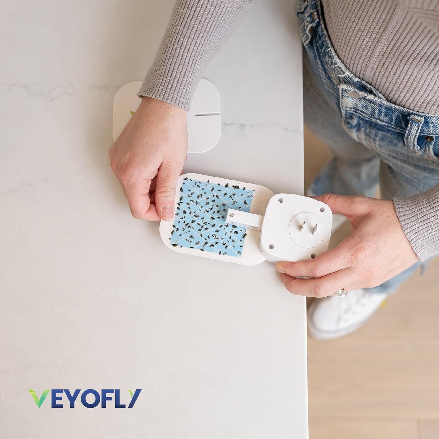 VEYOFLY Fly Trap Indoor Refill, Fruit Fly Traps for Indoors, Gnat Traps for House, Fly Catcher, Fly Trap, Plug in Catch for Fruit Flies, Moths, Gnats, Mosquito Trap (Pack of 10 Refills)