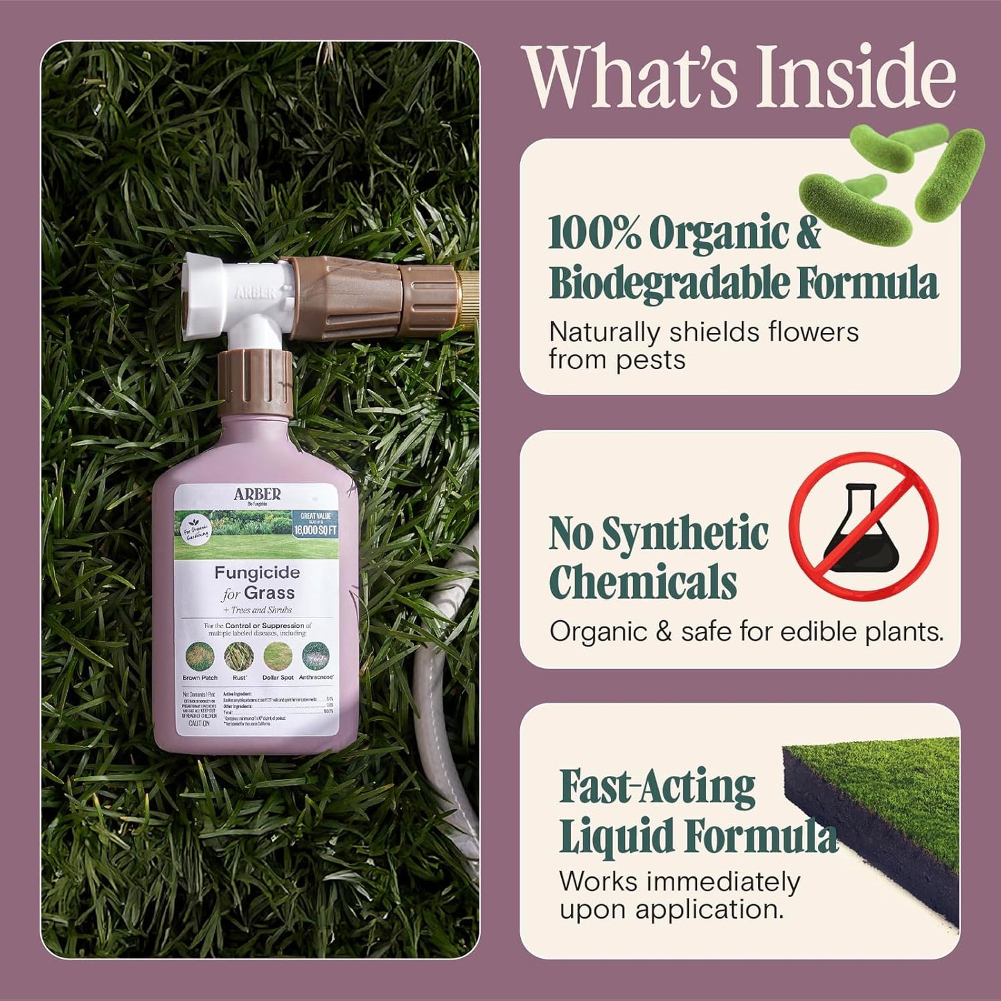 Organic Fungicide for Lawns, Trees & Shrubs – 16oz Ready-to-Spray – Lawn Fungicide for Brown Patch, Rust, Grubs, Disease & Moss – Safe for Grass, Kids & Pets – Lawn Care & Fungus Control