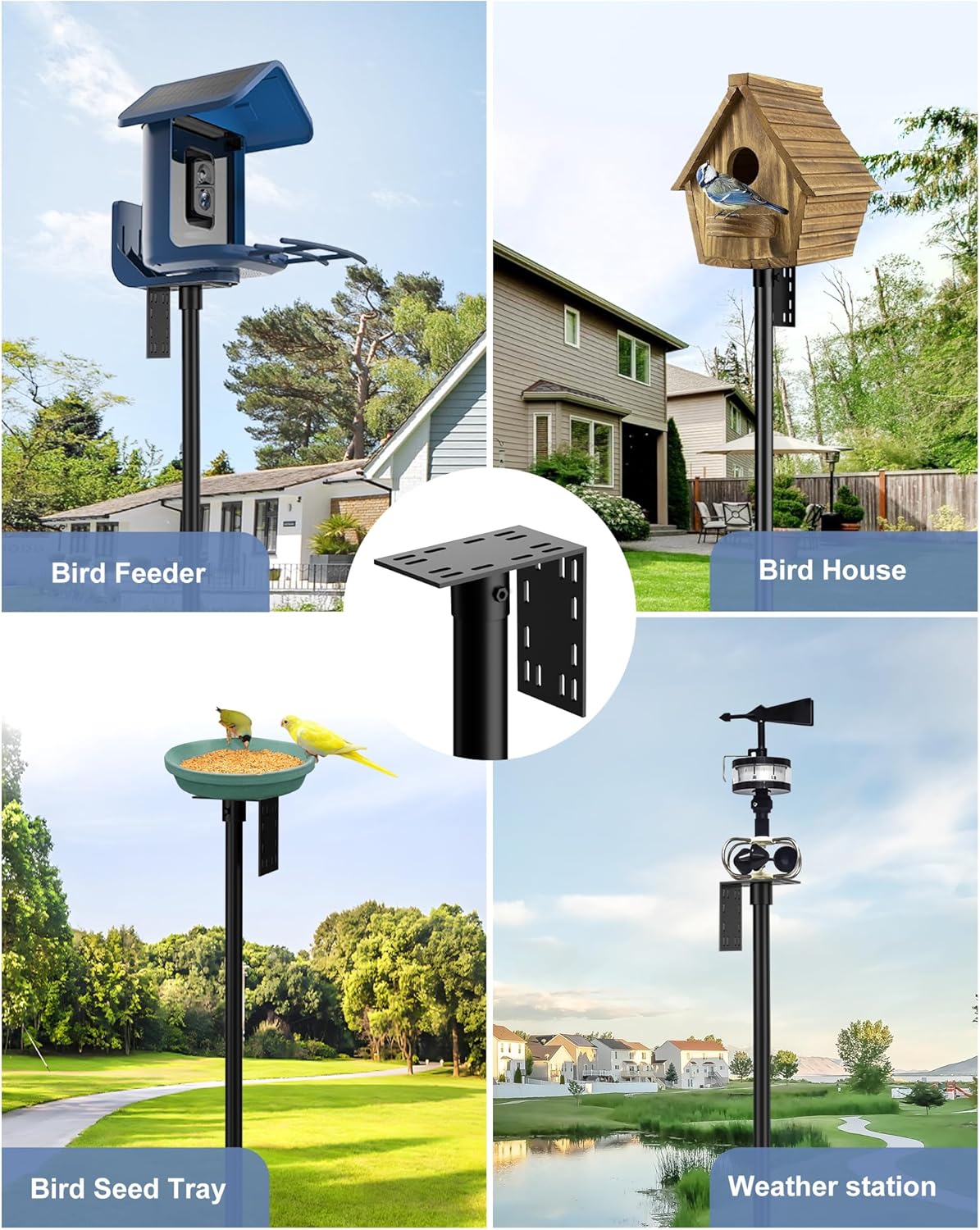 Bird Feeder Pole Stand – 104 Inch Height Feeding Station with 1-Inch Dia Heavy Duty for Hanging Feeders, Bird House Pole Mount Kit for Outdoor, Slip-Fit Connection