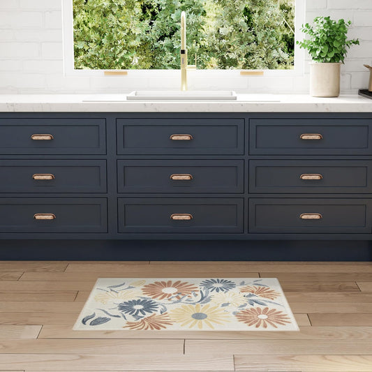 Nourison Aloha Ivory Rose 2'8" x 4' Area Rug - Easy Clean, Non Shedding, Bed Room, Living Room, Dining Room, Kitchen (3' x 4')