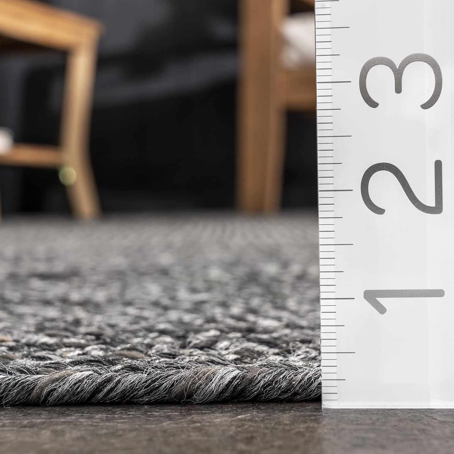 nuLOOM 8' Square Solid Hand Braided Indoor/Outdoor Area Rug, Pet-Friendly, High Traffic, Weather Resistant, for Patio, Balcony, Bedroom, Living, Dining Room, Wynn Charcoal