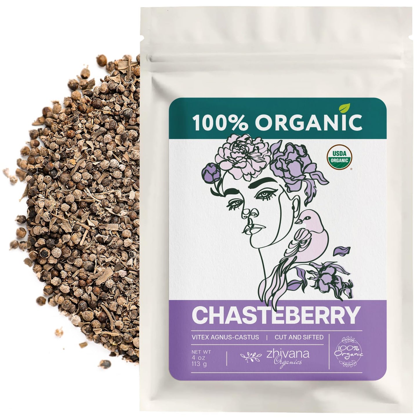 Organic Chasteberry Tea (4 oz.) – Whole Dried Berries for Infusion, Tinctures & Herbal Crafts – Edible Grade - Vitex agnus-castus