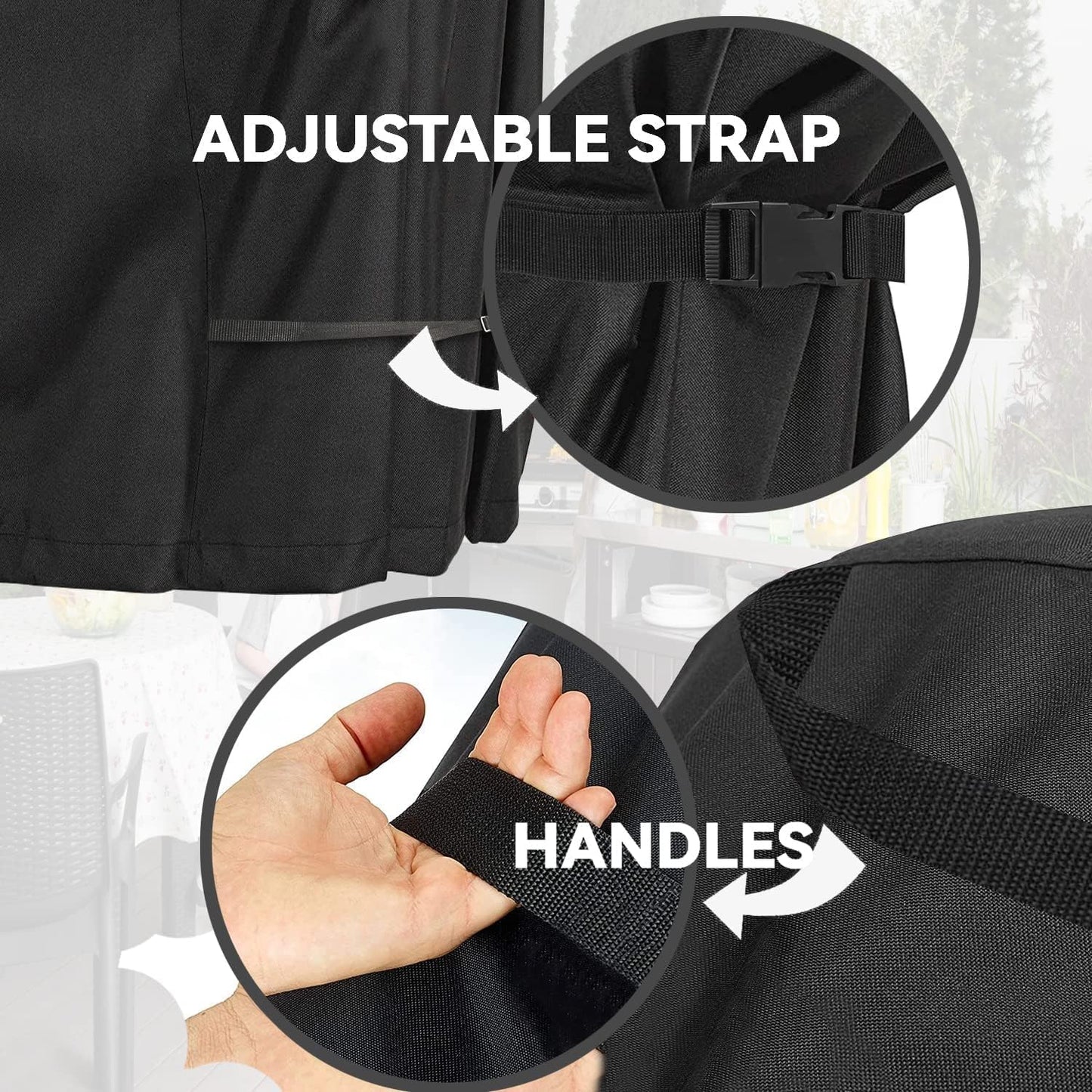 Outdoor Dining Table Cover - Heavy Duty Waterproof Cover for Patio Metal Steel Slat Table, Compatible 72" x 36" Black