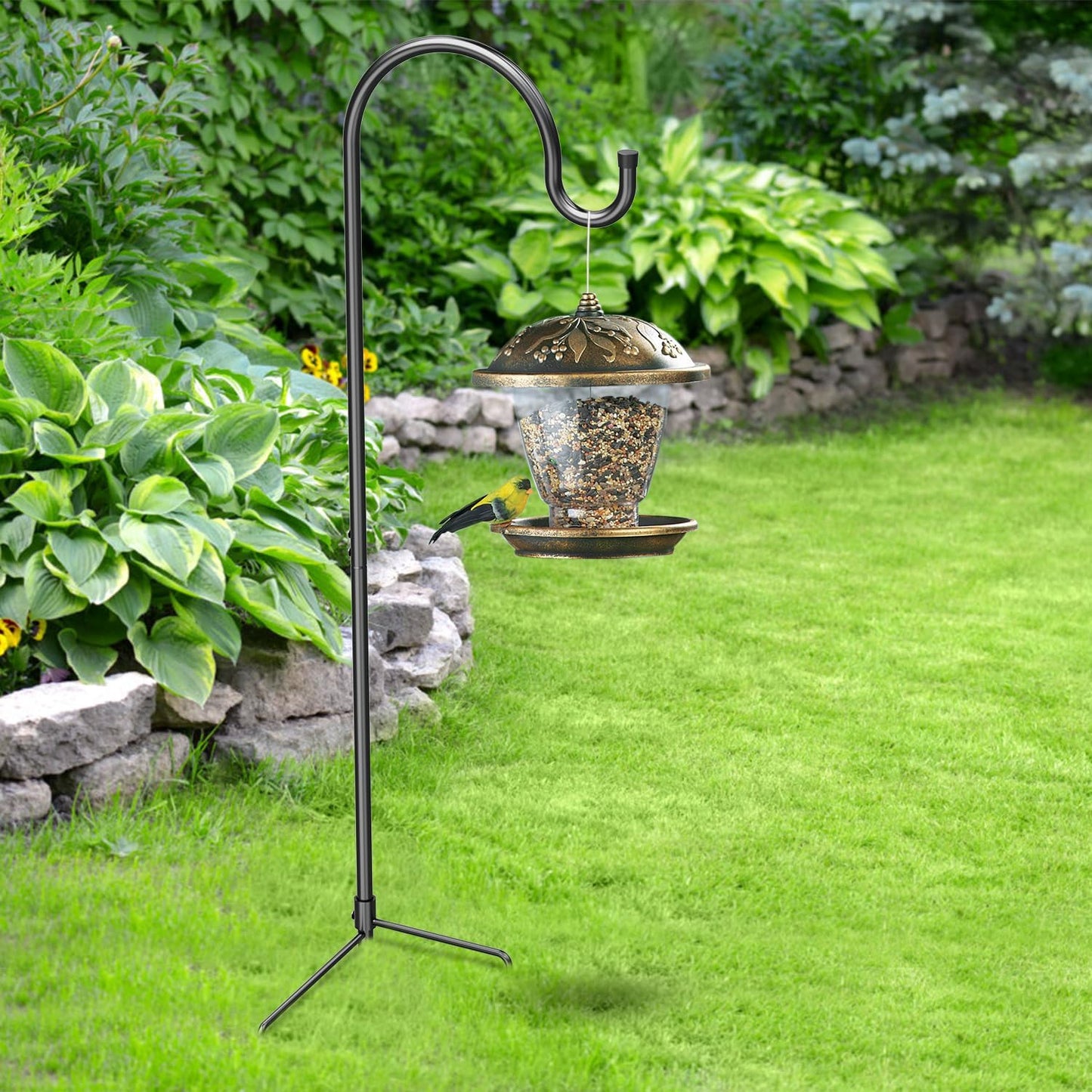 GOFORWILD Shepherd Hook 4 Pack Black, 33 inches Tall, Made of Premium Metal for Garden Decor, Plant Hanger, Lantern Hook, Solar Light Hanging, 7012