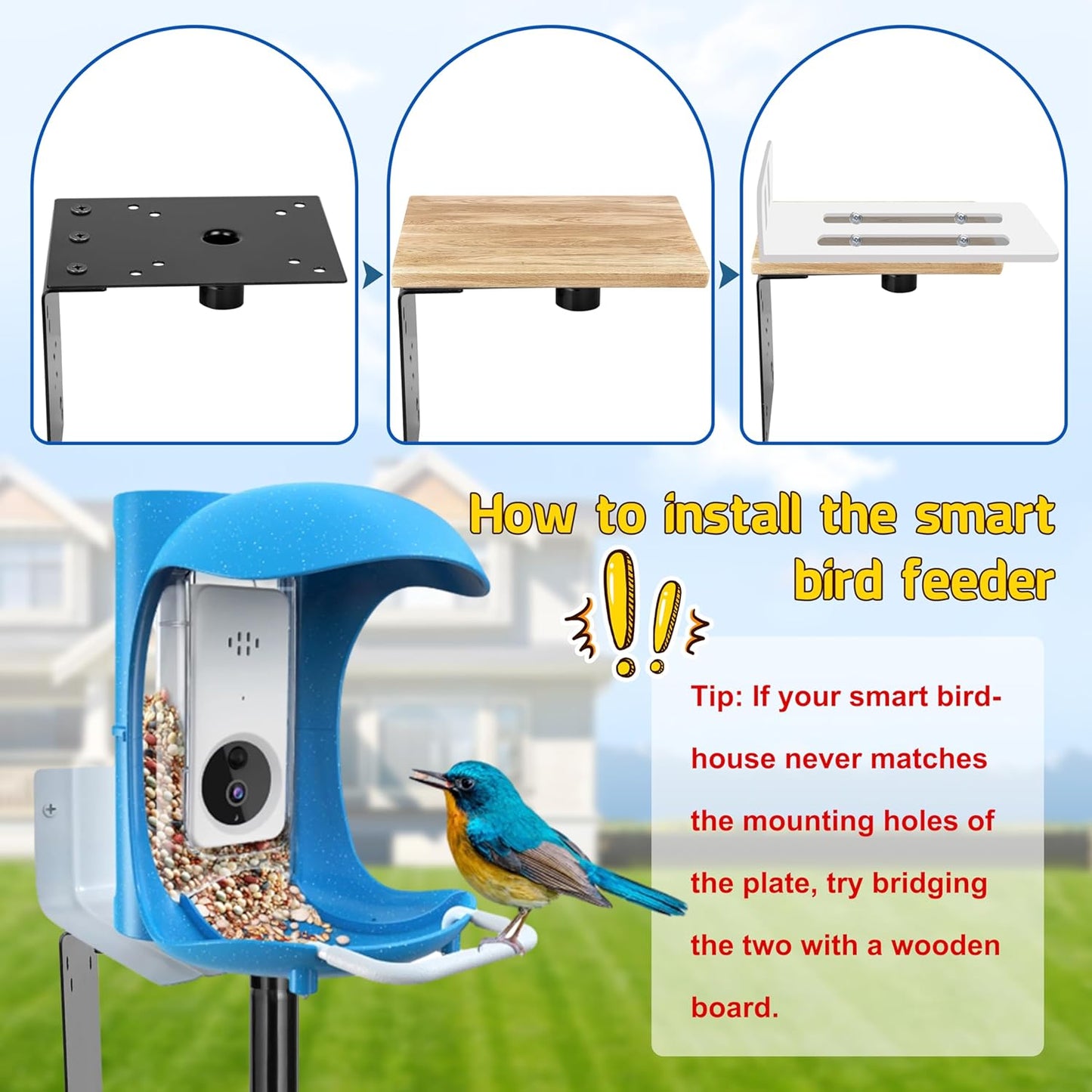 XDW-GIFTS Bird House Pole, 1 Pack 76 Inch Metal Bird Feeder Pole for Outdoor, with 5-Prong Heavy Duty Base for Birdhouse Mounting, Weather Station