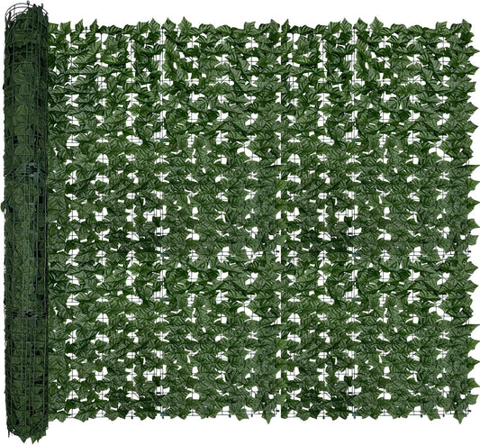 Artificial Ivy Privacy Fence Roll Screen,128" by 72" (64 SQFT) UV-Anti Faux Hedge Fence and Fake Ivy Vine Leaf Wall Panels for Indoor&Outdoor Green Backdrop, Garden Greenery Decor