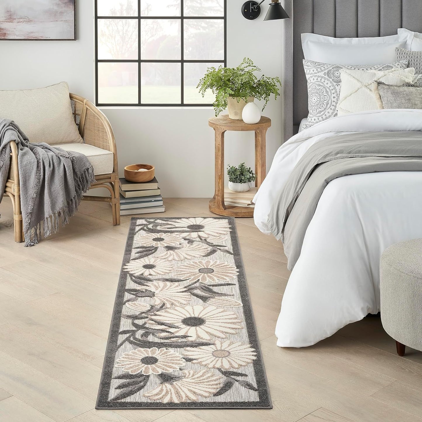 Nourison Home Aloha Beige 2' x 6' Area Rug Easy Clean, Non Shedding, Bed Room, Living Room, Dining Room, Kitchen (6' Runner)