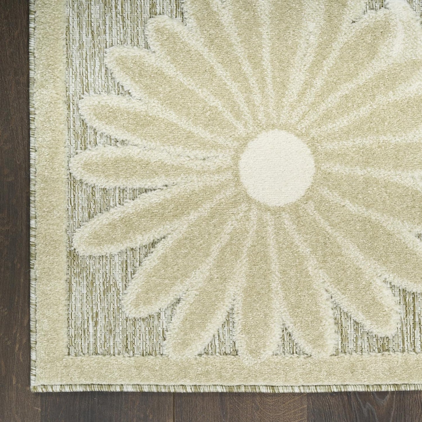 Nourison Aloha Ivory Sage 2'8" x 4' Area Rug - Easy Clean, Non Shedding, Bed Room, Living Room, Dining Room, Kitchen (3' x 4')