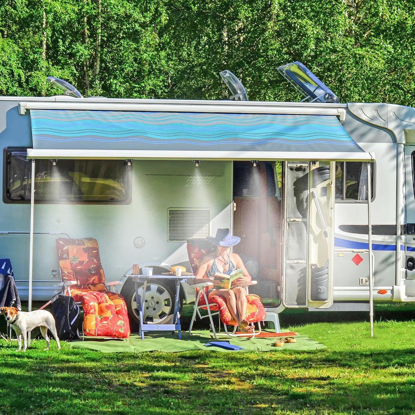 24 Pack Brass Misting Nozzles Outdoor Cooling System with 24 Heavy Duty Mister Nozzle,24 Tees,4 Brass Plugs,4 Black Plugs for Outdoor Cooling System