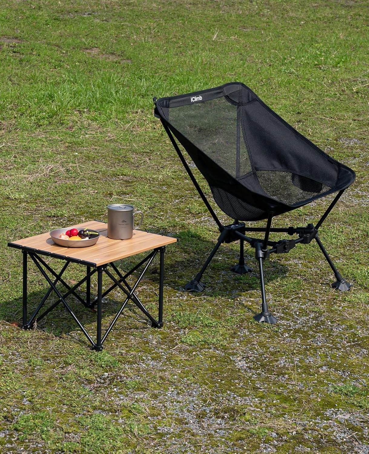 iClimb Ultralight Compact Camping Folding Table with Carry Bag (Reinforced Blue - S)