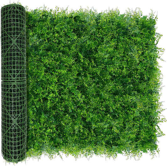 Greenery Faux Grass Wall Backdrop: 48"x128" (43 SQFT) UV-Anti Artificial Green Boxwood Panel for Patio Balcony Privacy & Ivy Fence Covering Privacy, Garden, Backyard Wall Backdrop Decor